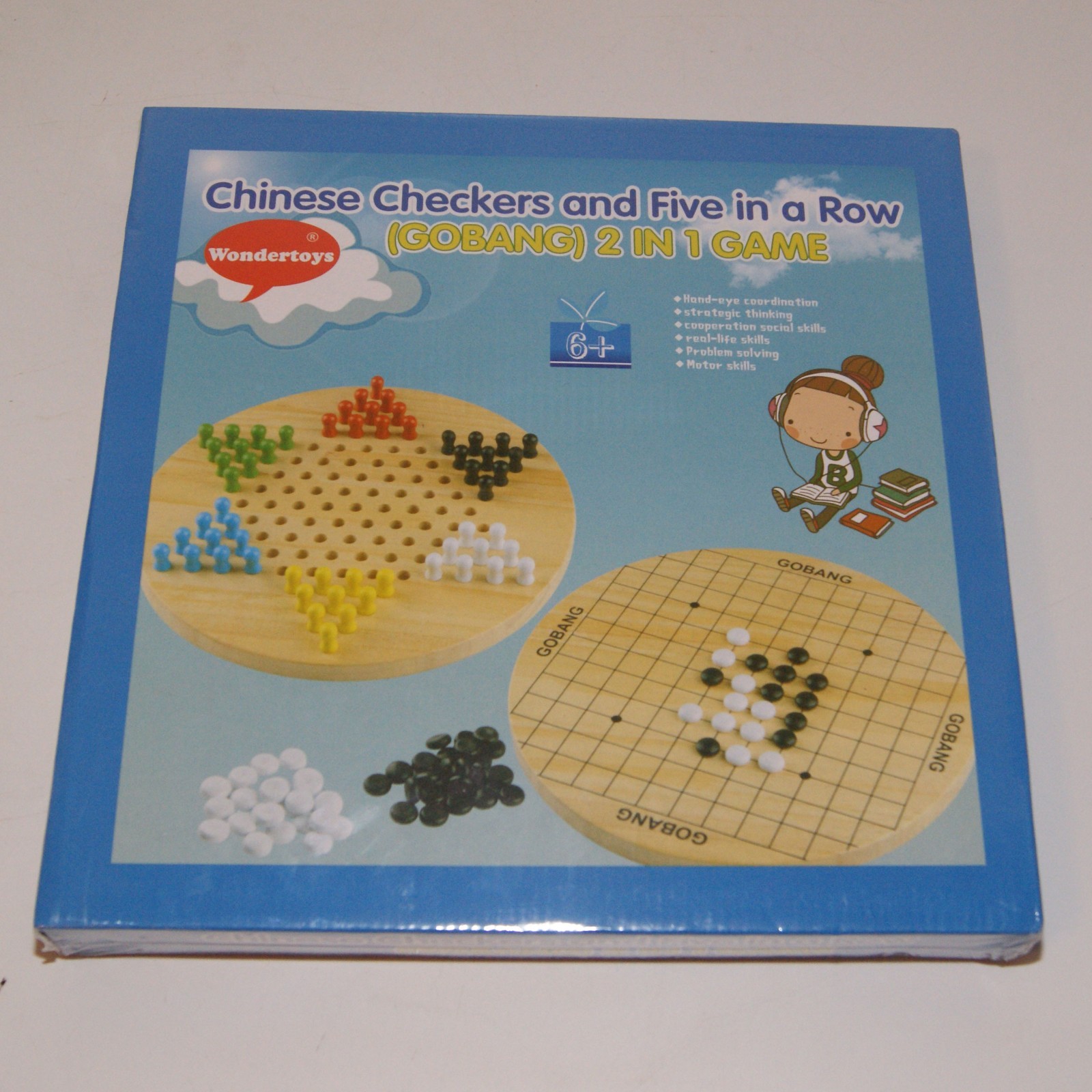 Wondertoys 2 in 1 Chinese Checkers & Gobang Wooden Board Game for Family