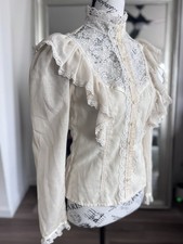 Vintage 70s 80s Gunne Sax Jessica Gunnies Lace Blouse Victorian Cottage Prairie