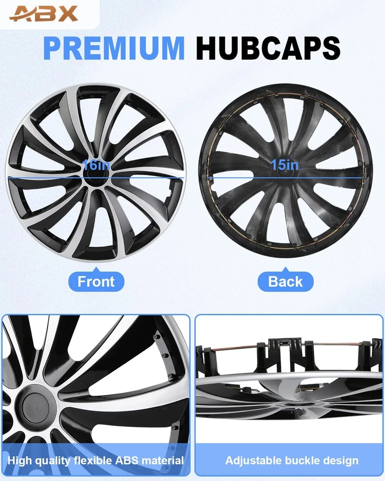 4 Pack 16"Hubcaps Cover Snap On Hub Cap R16 Steel Rim Wheel For Subaru Impreza Foto 4 de 4
