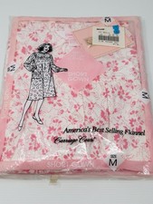 VTG Sears Carriage Court Short Gown Pink Floral Nightgown Ruffle Collar NOS Sz M