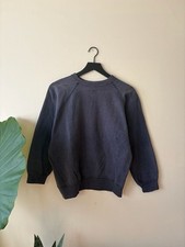 Vintage 50s 60s all cotton sweatshirt Crewneck navy blue distressed faded