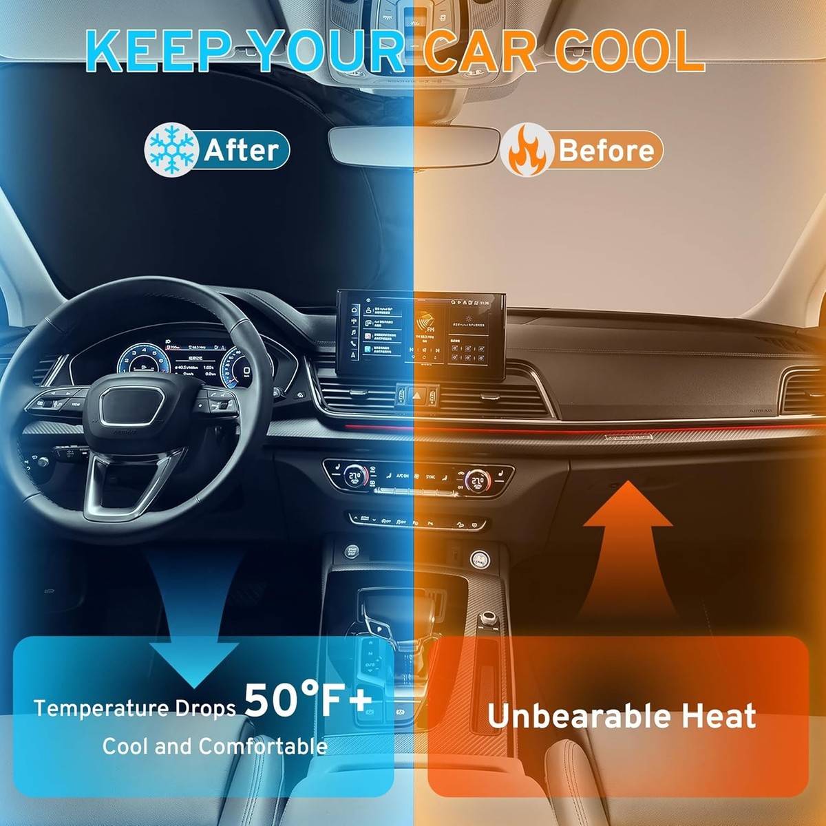 Parasole per parabrezza auto compatibile con accessori ibridi sportivi