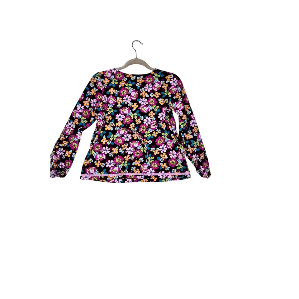 Hanna Andersson Niñas Talla 150 Top Floral Manga Larga Algodón Marrón/Rosa Corbata Foto 2 de 4