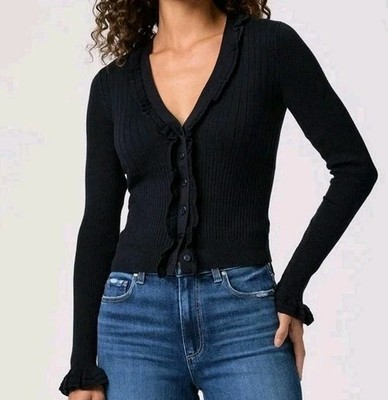 Paige Demetra Cardigan Organic Cotton-Blend Deep Navy Sz Small