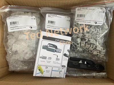 (Box of 100) Siemon ZP1-6AS-01B Copper Rj45 Z-PLUG, SHLD, 6A, BLK LTCH W/BOOT