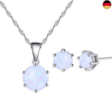 AILUOR Opal-Schmuck-Set, Sterlingsilber, künstlicher Edelstein, runder 