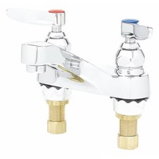 T s Brass Manual Low Bathroom Faucet, 4" Mount, Polished Chrome 2 Hole B-0871