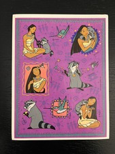 Disney Pocahontas Stickers One Sheet Vintage 1995 Meeko Raccoon Flit Hummingbird