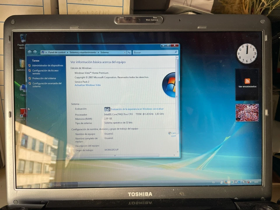 ORDENADOR PORTÁTIL TOSHIBA SATELLITE A300 Intel® Core™2 Duo T5550 2GB RAM - Imagen 3 de 3