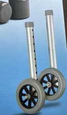 Medline 5" Walker Accessories Wheels With Replacement Glide Caps NEW 