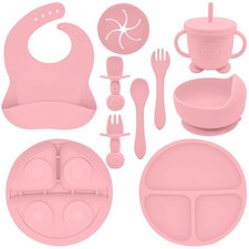 Silicone Baby Feeding Set  9 PCS Baby Weaning Supplies Feeding Utensils  Di...