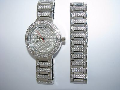 Crystal Encrusted Pave Silver Watch Pave main image 2