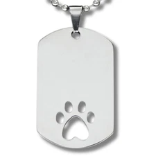 Stainless Steel Dog Tag for Pet with Ball Chain Engravable Necklace Jewelry