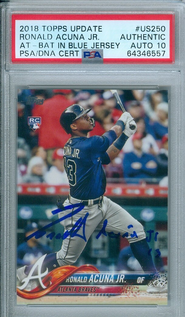 Ronald Acuna Jr 2018 Topps Update RC "FULL NAME" PSA DNA Authentic Auto 10