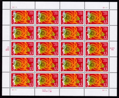 世間兔　サイン 1999 Chinese New Year of the Rabbit 33c sheet of 20 Sc 3272