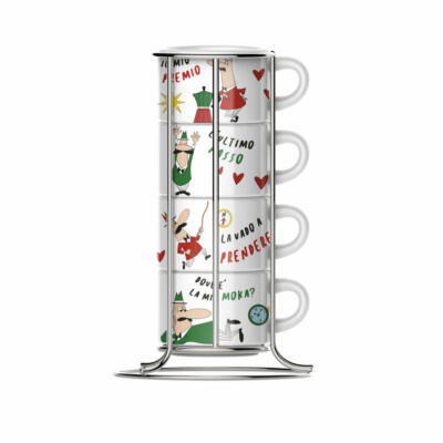 Bialetti Cappuccinotassen-Set 5-tlg. mit Metallgestell Cappuccinotasse Bunt