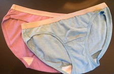 Vtg 2 Pairs Fruit Of The Loom 5 S Cotton Bikini Panties Blue Violet W Stripes