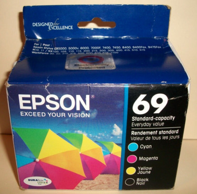 Genuine Epson 69 Cyan Magenta Yellow Black Ink Cartridge Set Exp 11/2025