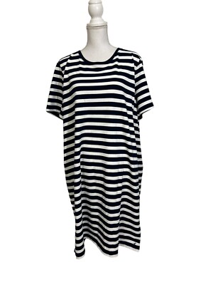 Joules Liberty Dress Navy White Stripe Cotton Jersey New UK 18 US 14