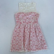 Julien Macdonald Dress 10 Pink White Lace Sleeveless Short Diamond