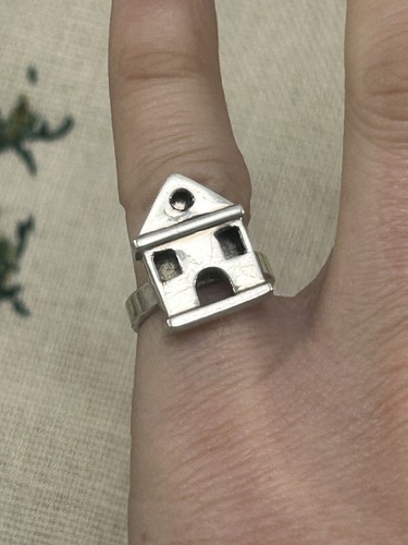 Anillo 'casa' plata años 90 vintage talla J 925 - Imagen 10 de 19