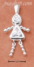 Sterling Silver CZ Birthstone Bead Girl Kids Baby Charm Pendant April December