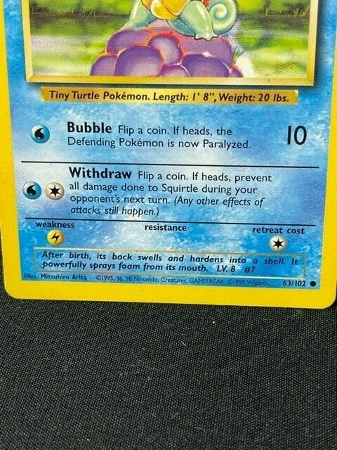 Pokemon - Squirtle - 63/102 - Common - Unlimited Edition Pokemon - Squirtle - 63/102 - Common - Unlimited Edition