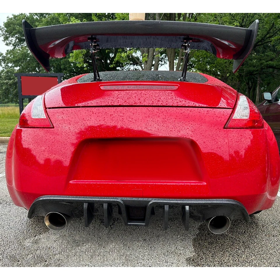 For Nissan 370Z 09-20 Rear Bumper Diffuser Lip Racing Spoiler 4 Fins Carbon Look Foto 4 de 4