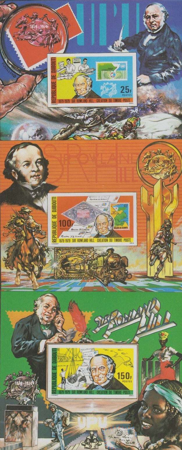 Djibouti MNH Sc 493-95  IMPERF  S/S Mi Bk 3-5B Value  55 Euro  Rowland Hill