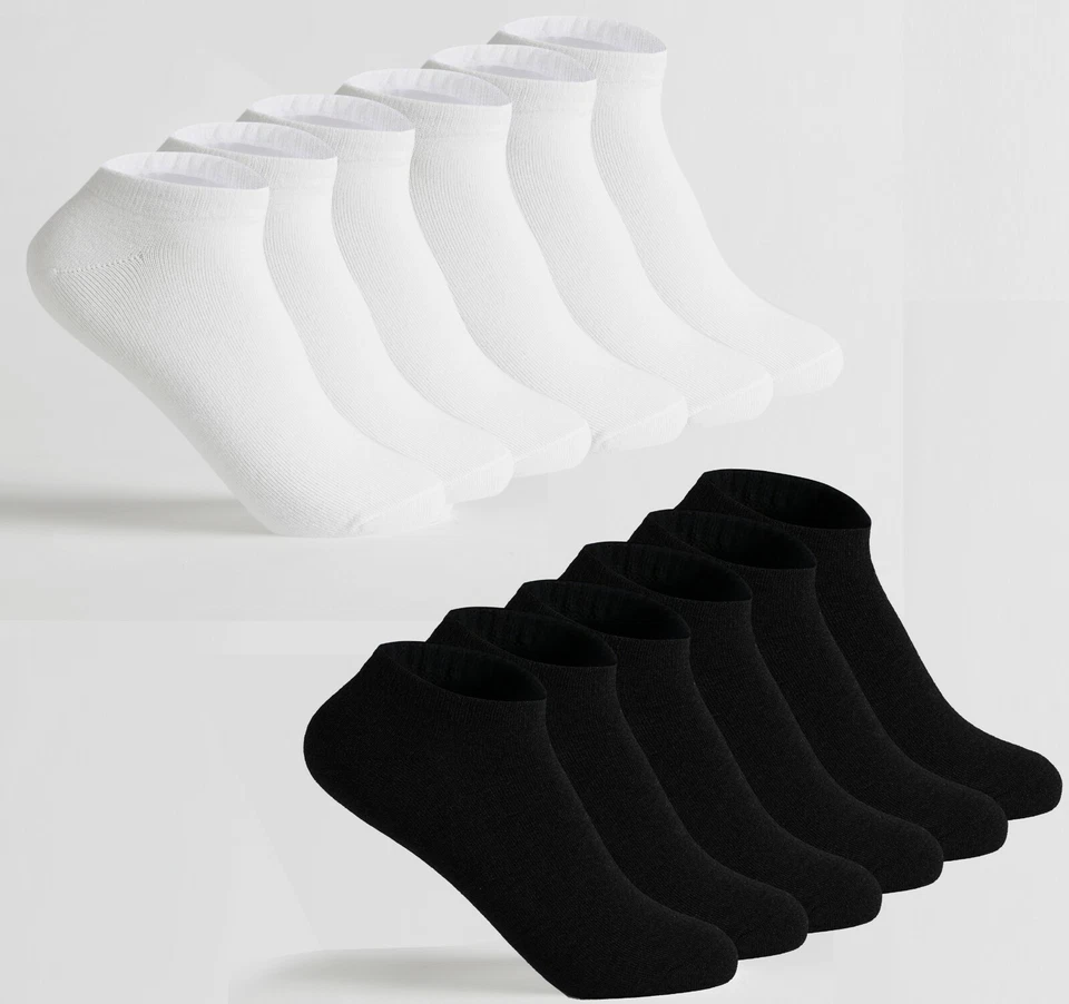 FASHION Socken Damen Herren Schwarz Weiß Sneaker Socken 30-60 Paar Gr. 35-39,39-42,43-46