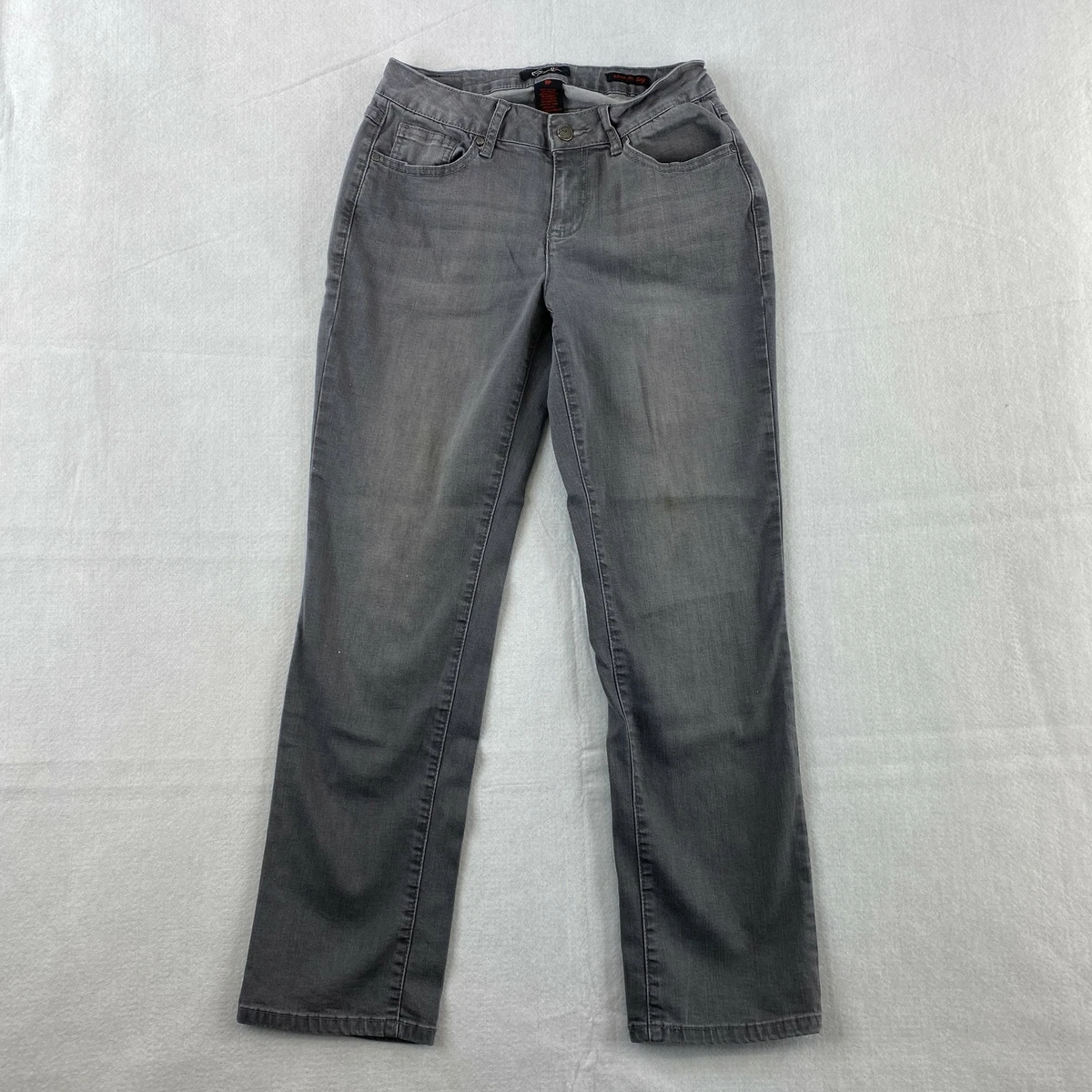 Earl Jean Straight Leg Women's 8 Petite Gray Cotton Blend Low Rise