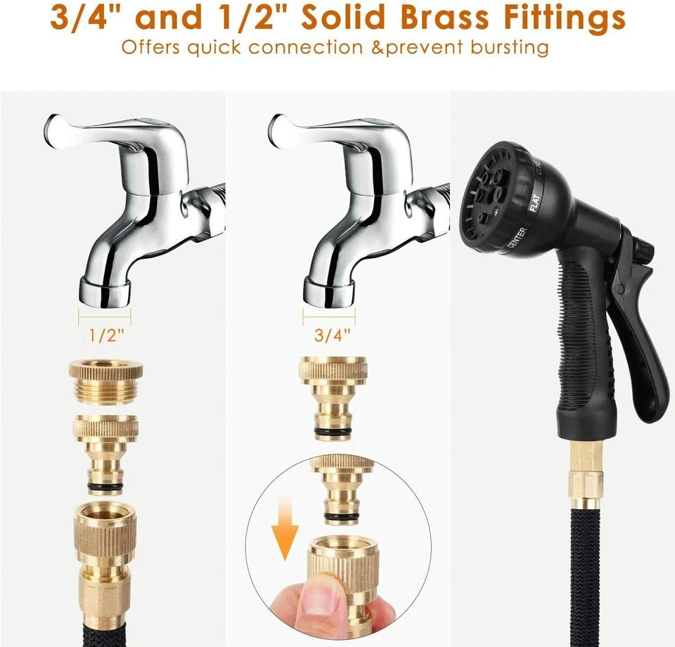 Garden Hose 50 Feet Retractable Expandable Magic Pipe + Spray Gun 3750 D Fabric - Image 4 of 4