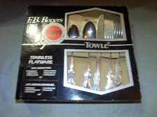 VTG NIB F.B.Rogers Towle Stainless Flatware Service for 8 + 5Pc Serving Set