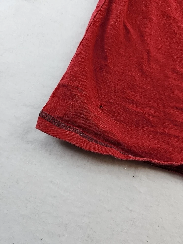 Camiseta de manga larga Michael Brandon XL roja de algodón Henley para hombre Foto 4 de 4