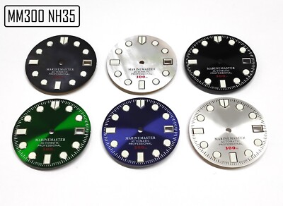 MM300 SEIKO NH35 S Dial 28.5 MOP Marinemaster SKX007 Crown 3 & 3.8, Green Lume