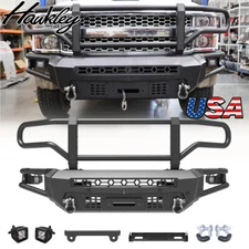 For 2015-2019 Chevy Silverado 2500 3500 HD Front Bumper W/Winch Plate+LED Lights