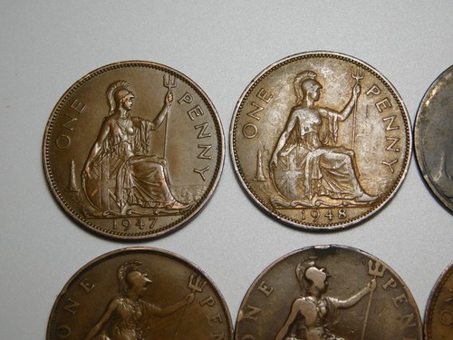 6 BRITISH UK GREAT BRITAIN ONE PENNY COIN LOT 1890 1909 1926 1947 1948 1961 - Picture 7 of 13