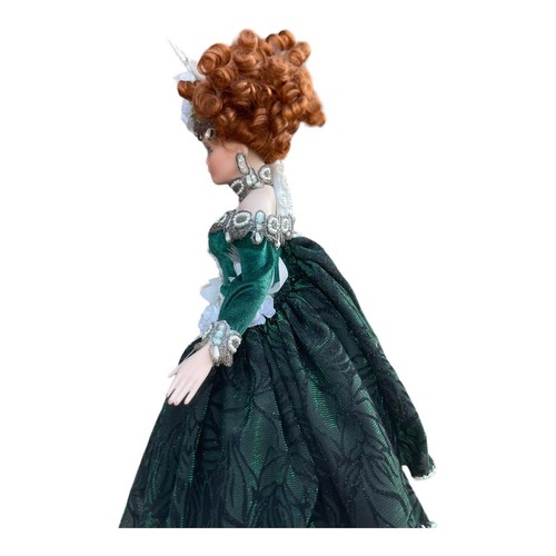 1998 Rustie Porcelain Doll Green Holly Red Hair Fiber Optic WORKS 22" Victorian - Picture 8 of 24