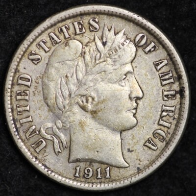 1911 Barber Dime CHOICE AU FREE SHIPPING E197 WNM