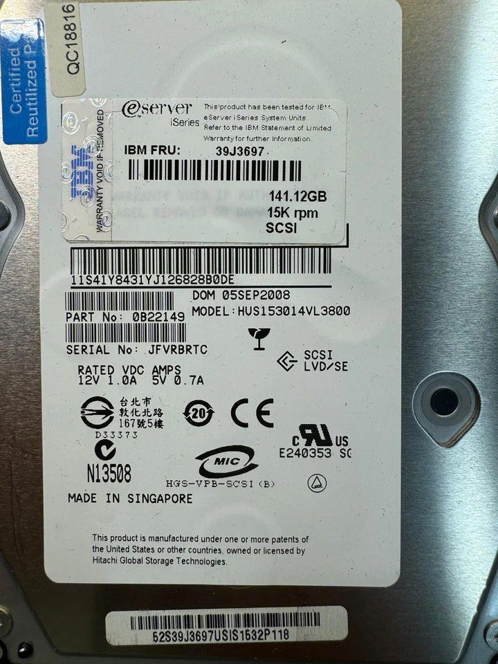 IBM 39J3697 141.12GB 15K RPM Ultra 320 SCSI 3.5" HDD - Image 4 of 4