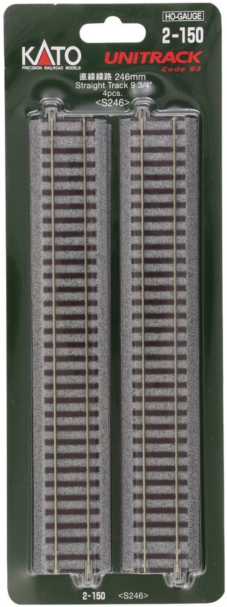 4 Rails Droits Kato 246mm Pour Réseau HO (Échelle 1/87) - Référence 2-150 - Neufs