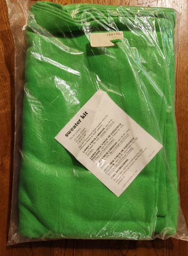 Kit de suéter elástico y de costura (yardaje) - tela, ribete, costilla - verde Kelly - sin abrir