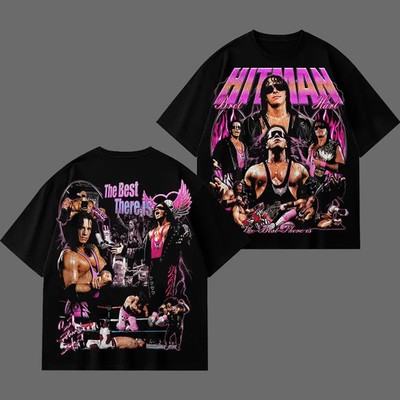 [WWE] Bret Hart The Hitman V2 Wrestling Graphic T-Shirt, WWE Legend Pink Aesthet