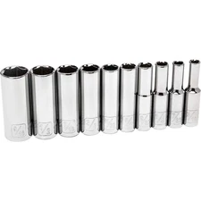 Klutch 10-Pc. SAE Deep Socket Set, 1/4in. Drive