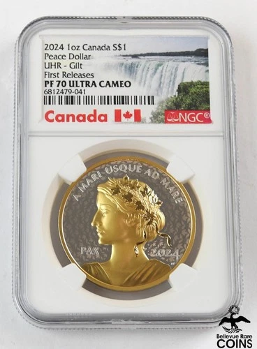 2024 Canada Ultra High Relief Peace Dollar 1oz Silver Coin NGC PF70 Ultra Cam