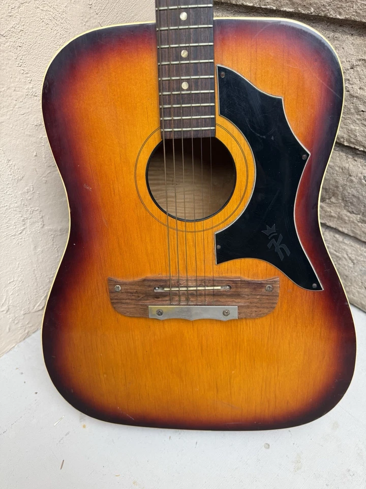Vintage Kay Acoustic Guitar 1950s-60s Sunburst with Trapeze Tailpiece USA - Image 2 of 4