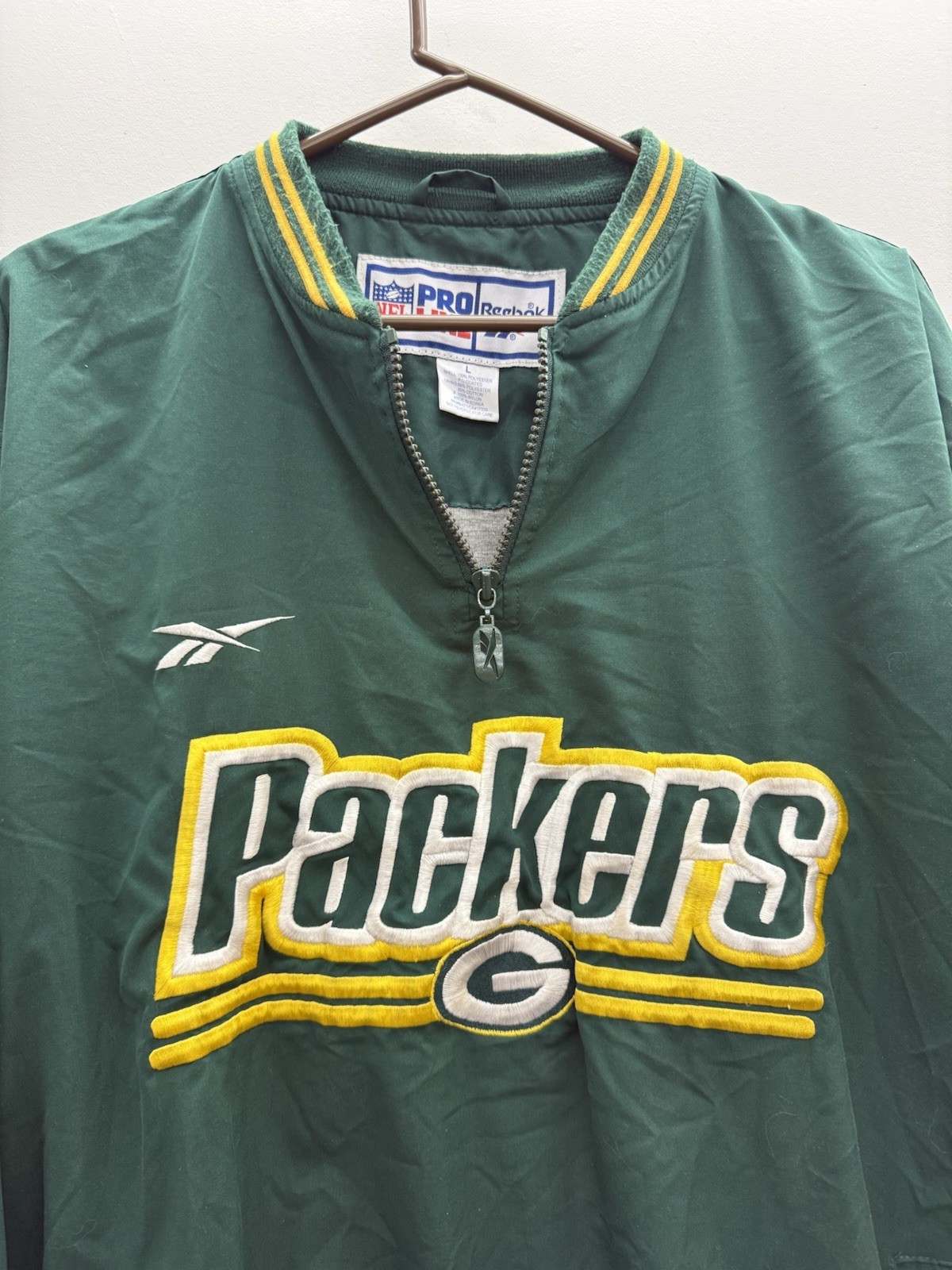 Vintage Green Bay Packers Reebok Pullover Windbreaker Jacket Size L 90s Retro thumbnail 3
