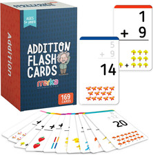 Math Flash Cards, 169 Flashcards in Total, Addition Learning Mathematics, Presch