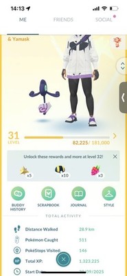 Pokemon Go (Stufe 31) Shiny Yamask (51 Shinys) (Reduziert)
