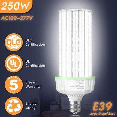 250W Industrial LED Corn Light Bulb, UL   Listed E39 Base Replace 1000W HID